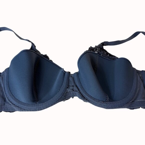 Victorias Secret Body By Victoria Lace Bra 38B Blue Mesh Lined Demi Adjustable - Picture 6 of 16